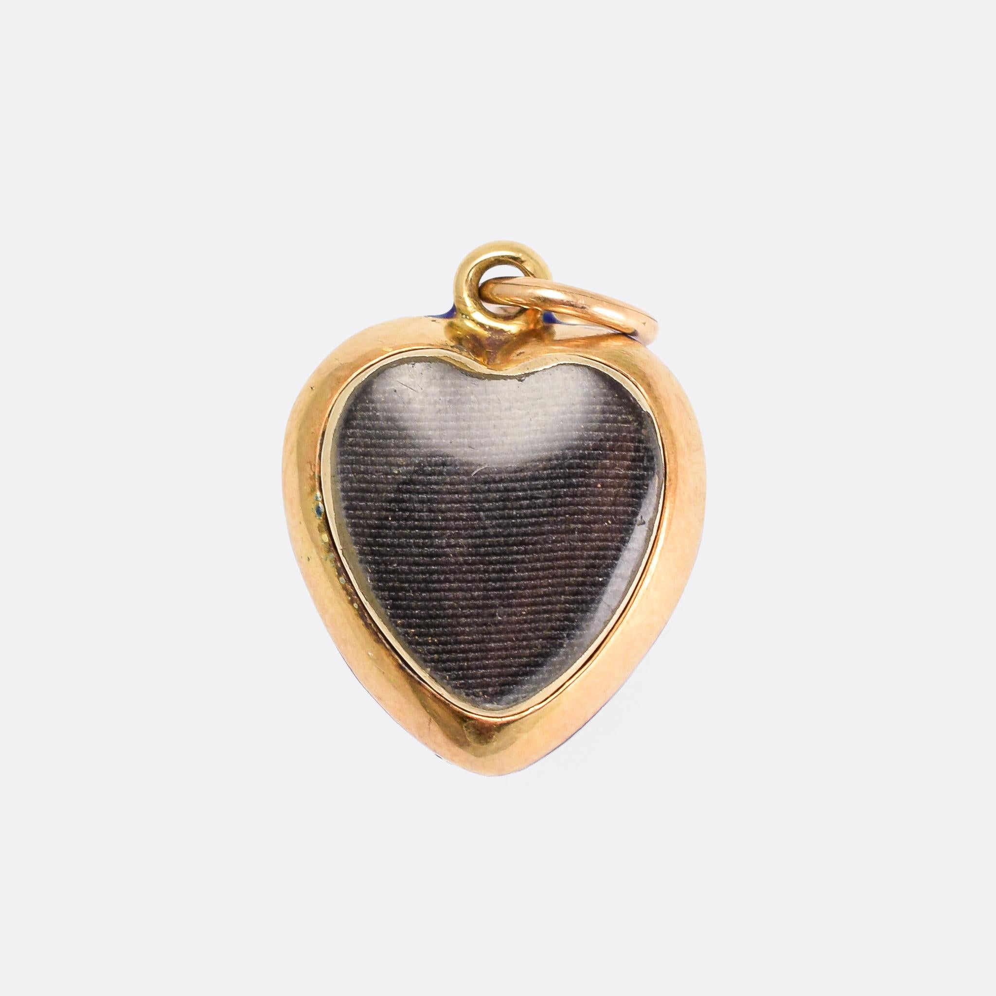 Old Mine Cut Antique Victorian Diamond Forget-Me-Not Heart Locket Pendant