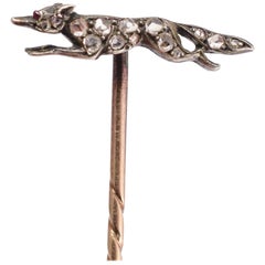 Antique Victorian Diamond Fox Stick Pin