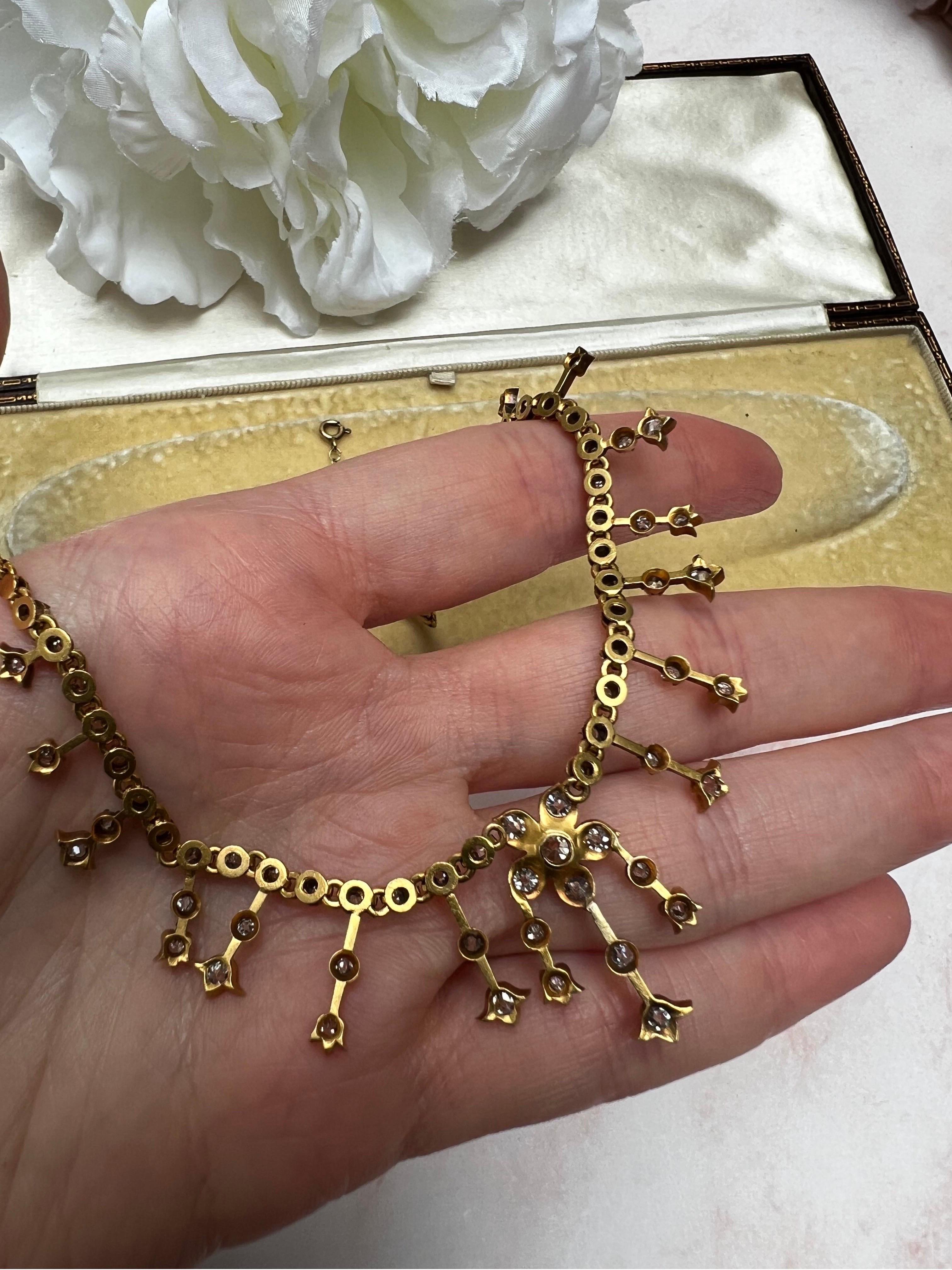 Antike viktorianische Diamant- Fransen-Halskette im Zustand „Gut“ im Angebot in London, GB