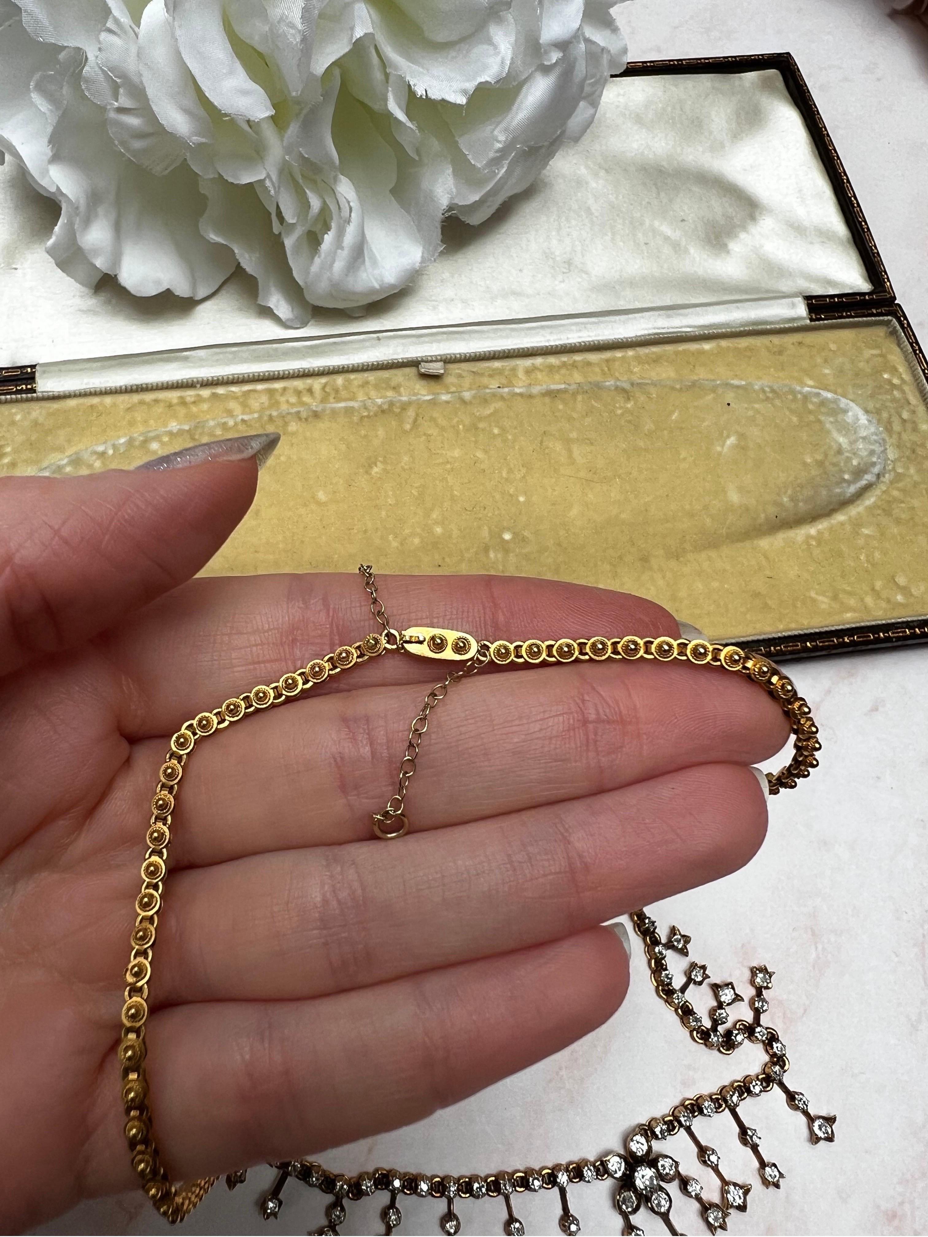 Antike viktorianische Diamant- Fransen-Halskette für Damen oder Herren im Angebot