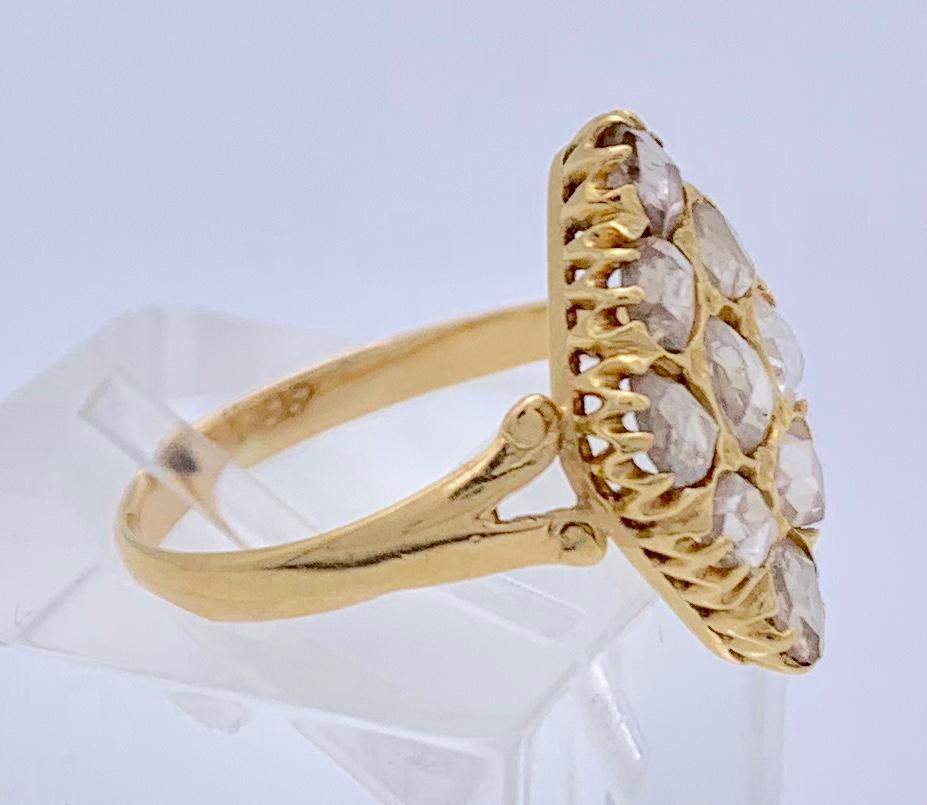 Antiker viktorianischer Rosendiamant 15 Karat  Ring-Lozenge aus Roségold (Viktorianisch) im Angebot