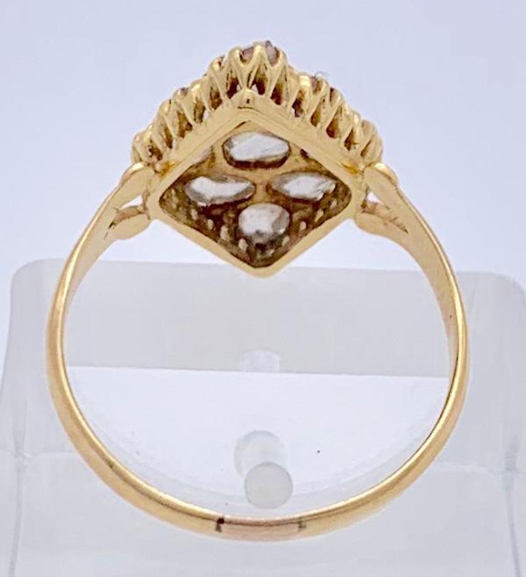 Antiker viktorianischer Rosendiamant 15 Karat  Ring-Lozenge aus Roségold (Alteuropäischer Schliff) im Angebot