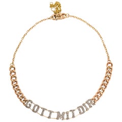 Antique Victorian Diamond GOT MIT DIR Curb-Link Necklace