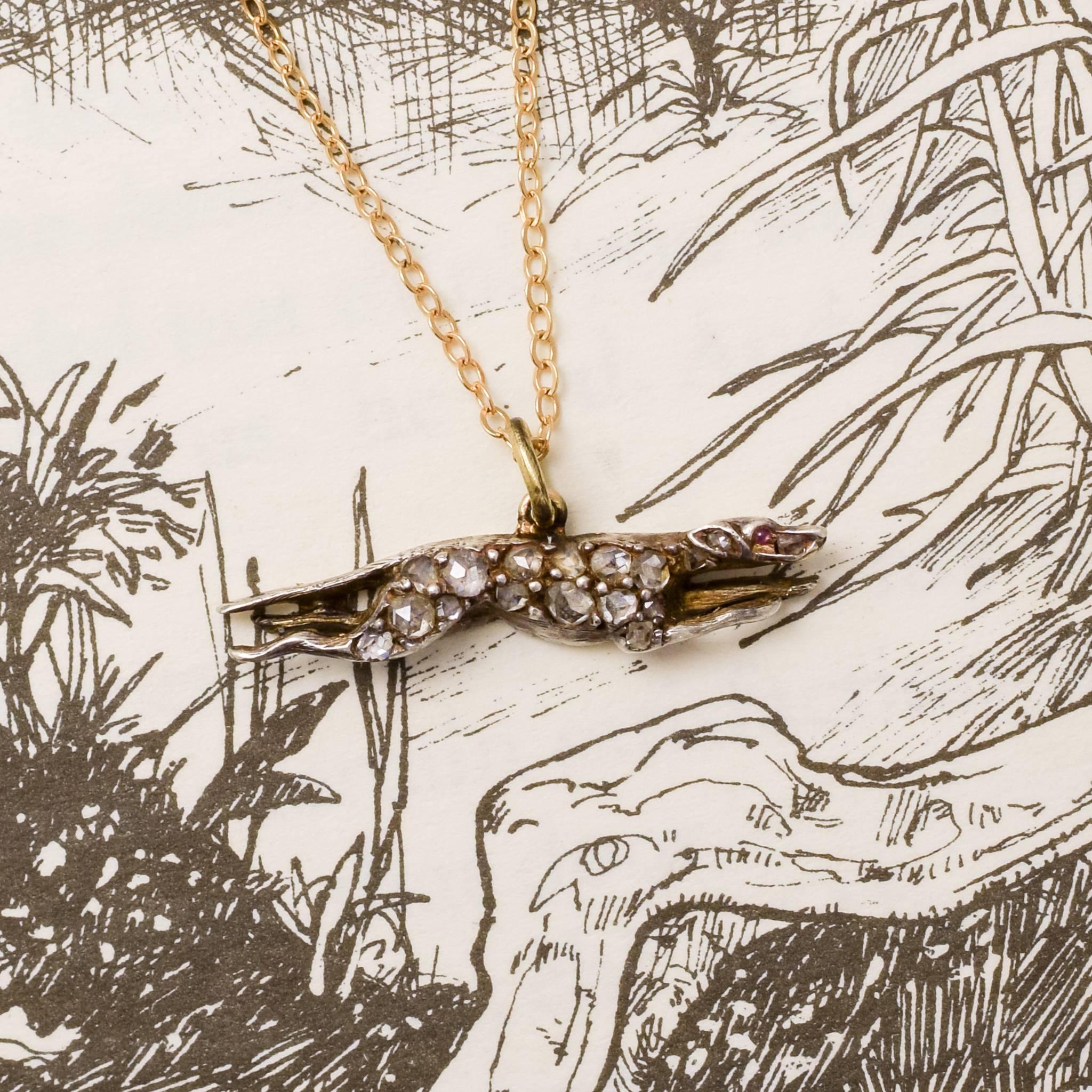 Antique Victorian Diamond Greyhound Pendant In Good Condition In Sale, Cheshire