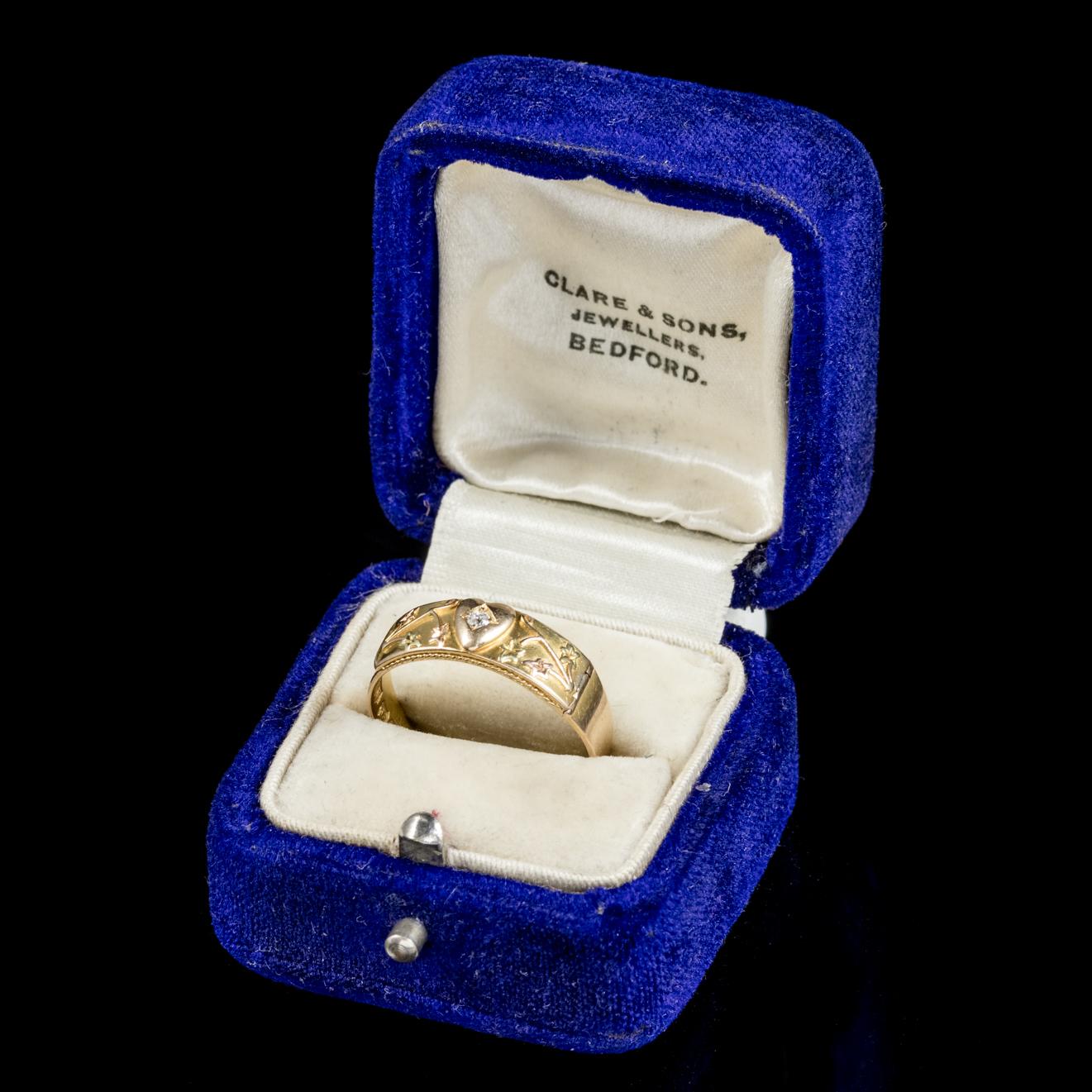 Antique Victorian Diamond Heart Ring Darling Locket Dated 1894 1
