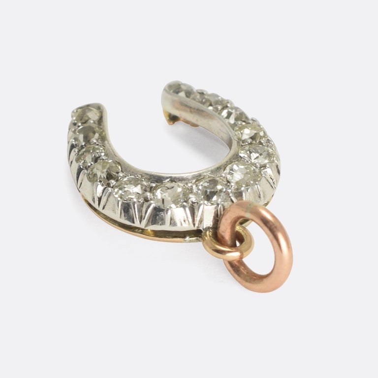 Antique Victorian Diamond Horseshoe Pendant Necklace at 1stDibs