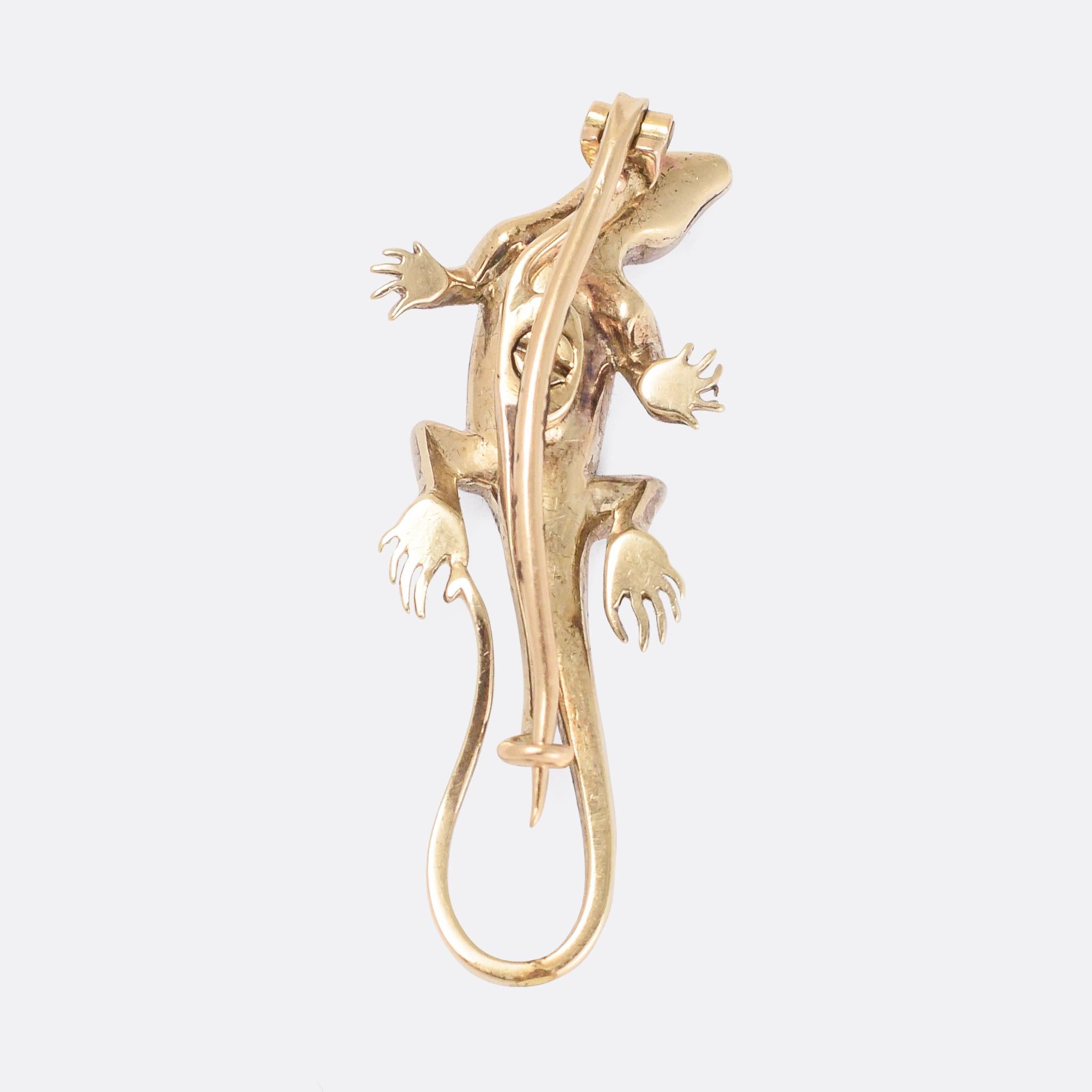 Women's or Men's Antique Victorian Diamond Lizard Brooch