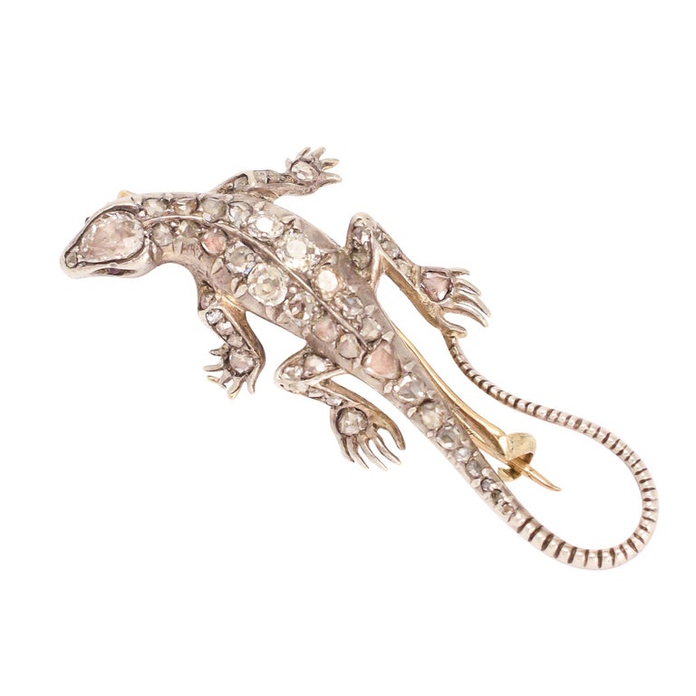 Antique Victorian Diamond Lizard Brooch at 1stDibs