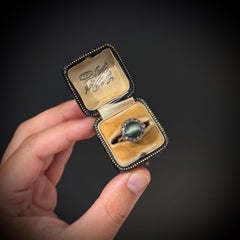 Antique Victorian Diamond Natural Cat’s Eye Engagement Ring Gold 19th Century