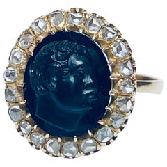 Antique Victorian Diamond Onyx Blackamoor ring C 1880