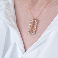 Antique Victorian Diamond Pearl Brooch/Pendant Buckle Shape 18K Gold - c.1890