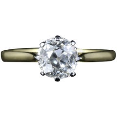 Antique Victorian Diamond Ring 1.35 Carat Diamond Vvs1 H Color