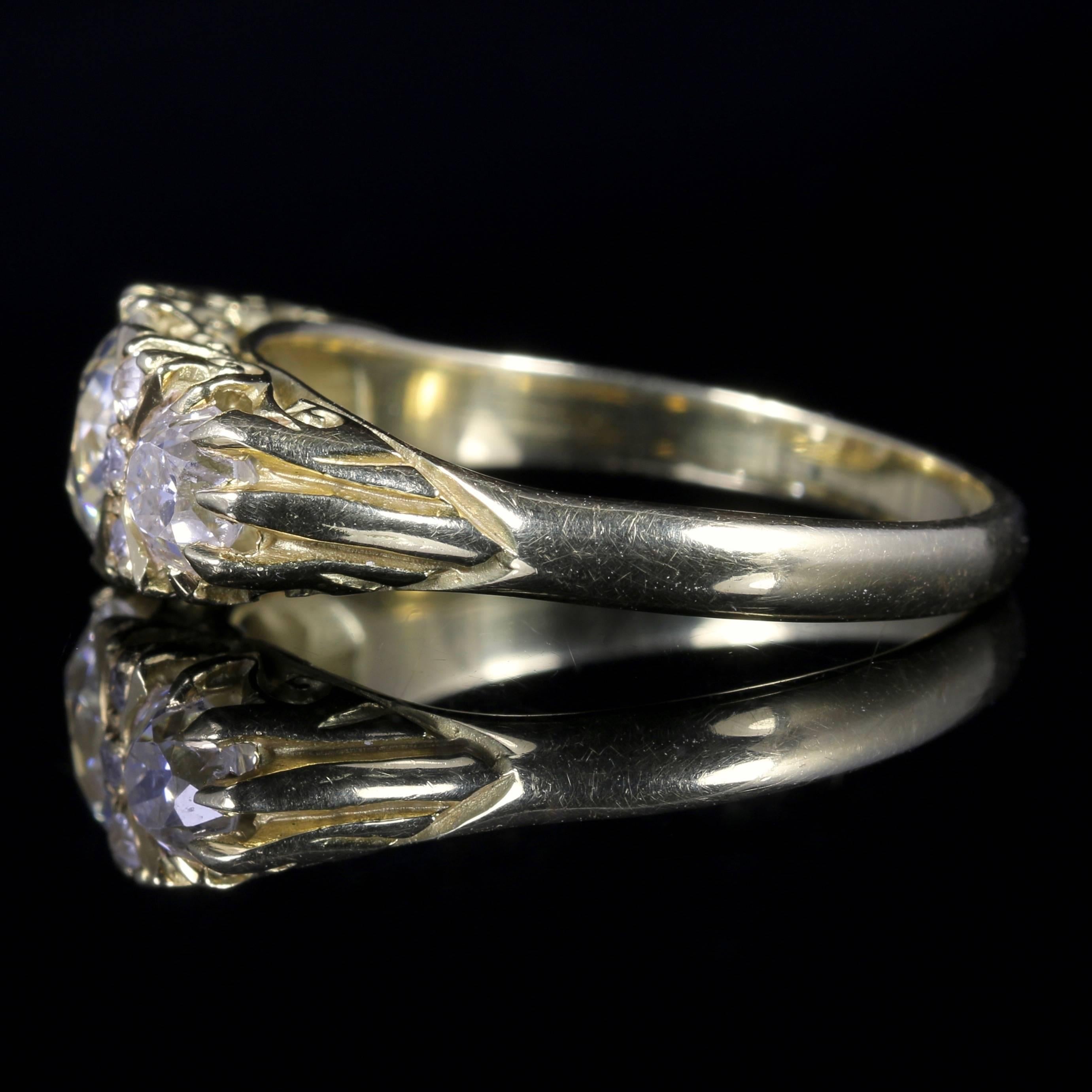 Antique Victorian Diamond Ring 18 Carat Gold 2.20 Carat Diamonds In Excellent Condition In Lancaster, Lancashire