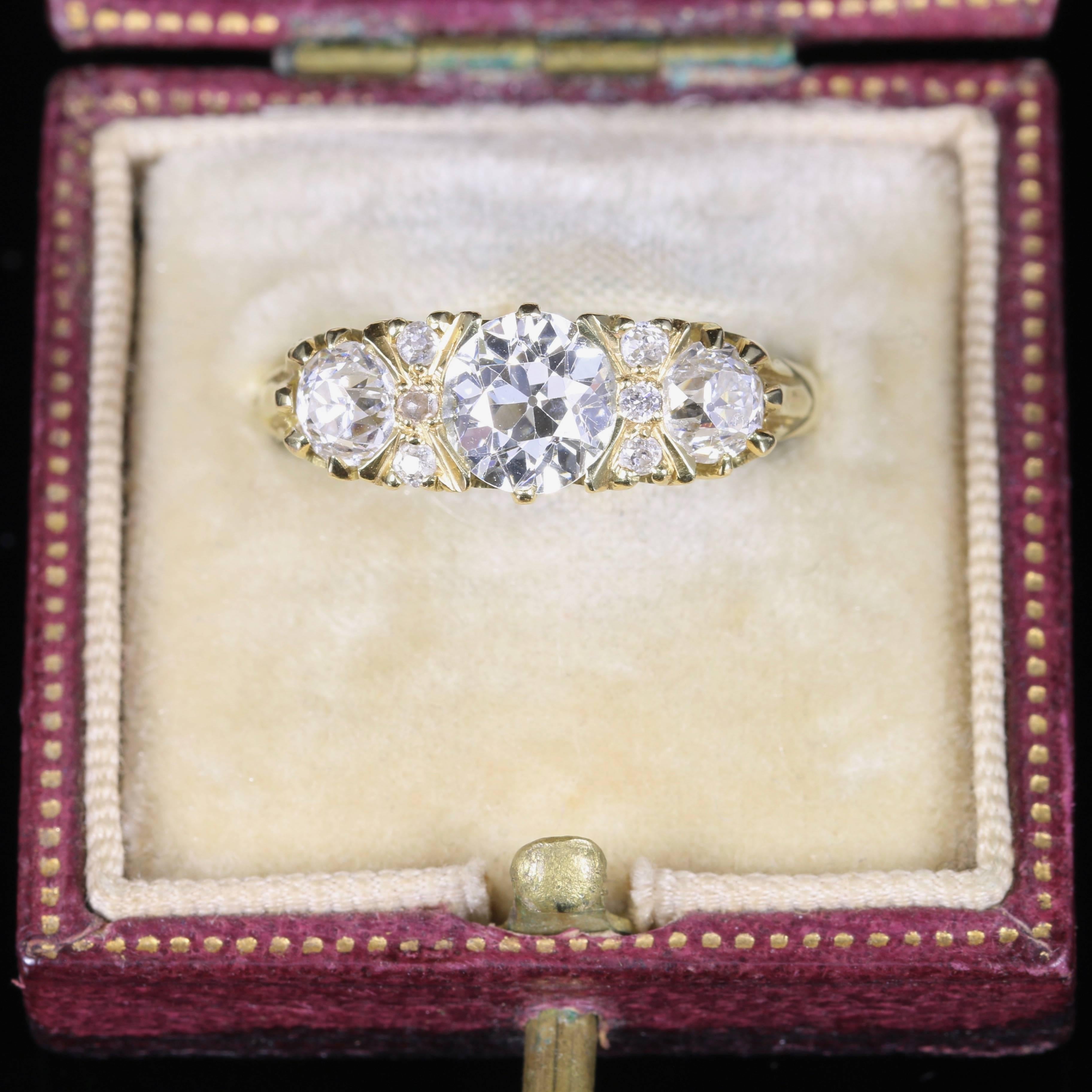 Antique Victorian Diamond Ring 18 Carat Gold 2.20 Carat Diamonds 2