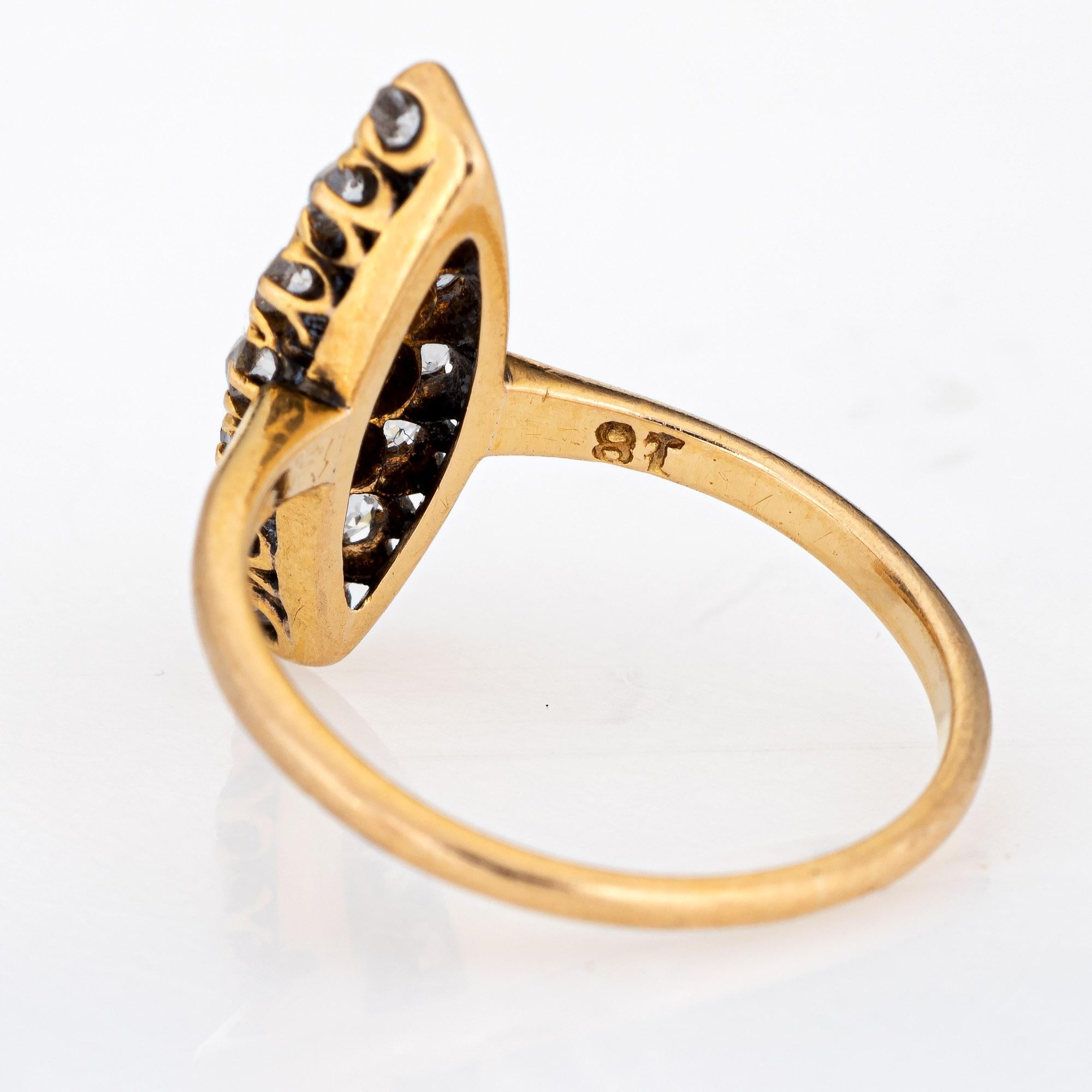 Bague victorienne ancienne petite navette en or jaune 18 carats, taille 4 en vente 1