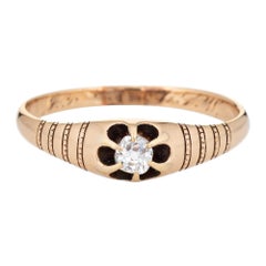 Antique Victorian Diamond Ring Engagement 14k Yellow Gold Sz 8 Cushion Cut