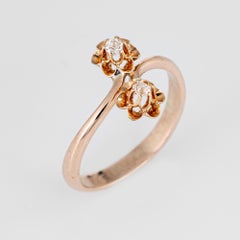 Antique Victorian Diamond Ring Moi et Toi Old Mine Cut 10 Karat Gold Vintage