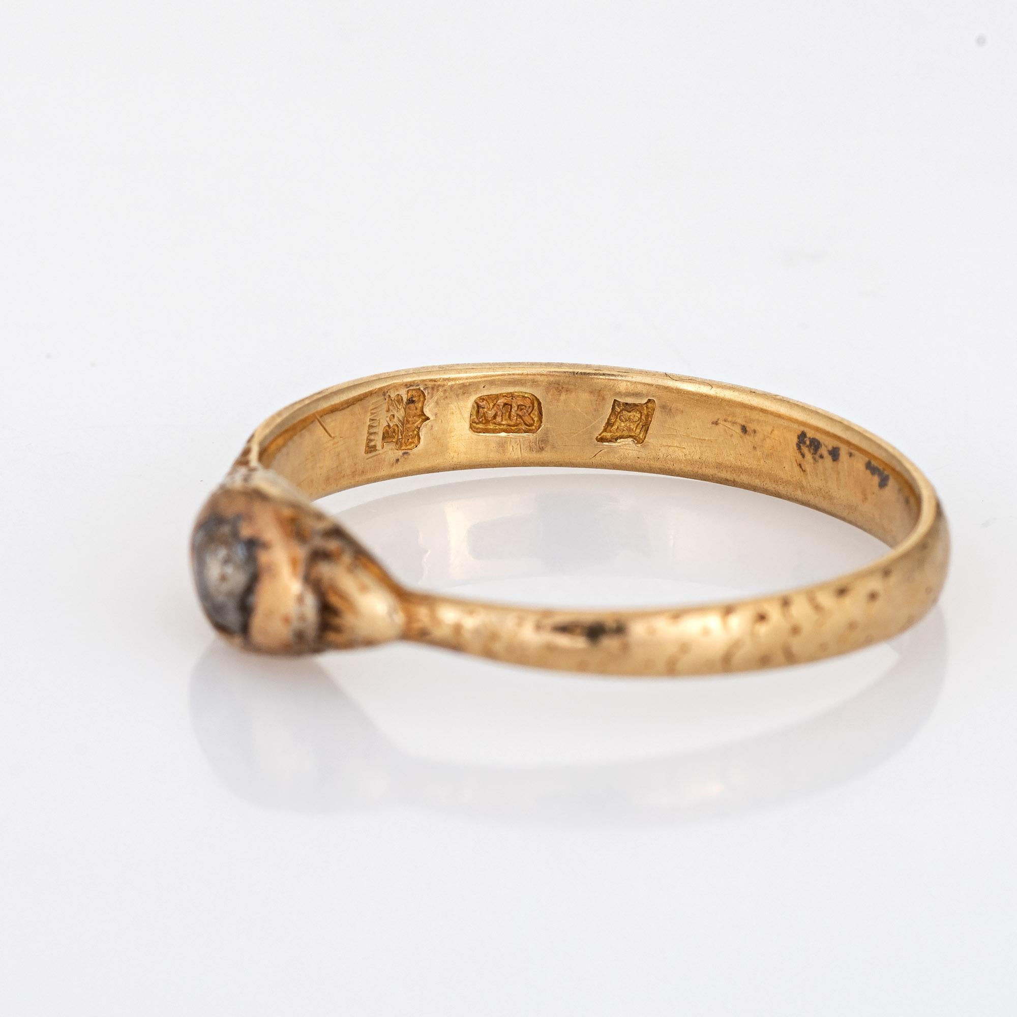Women's Antique Victorian Diamond Snake Ring Ouroboros 18k Yellow Gold Band Rose Cut 9.5