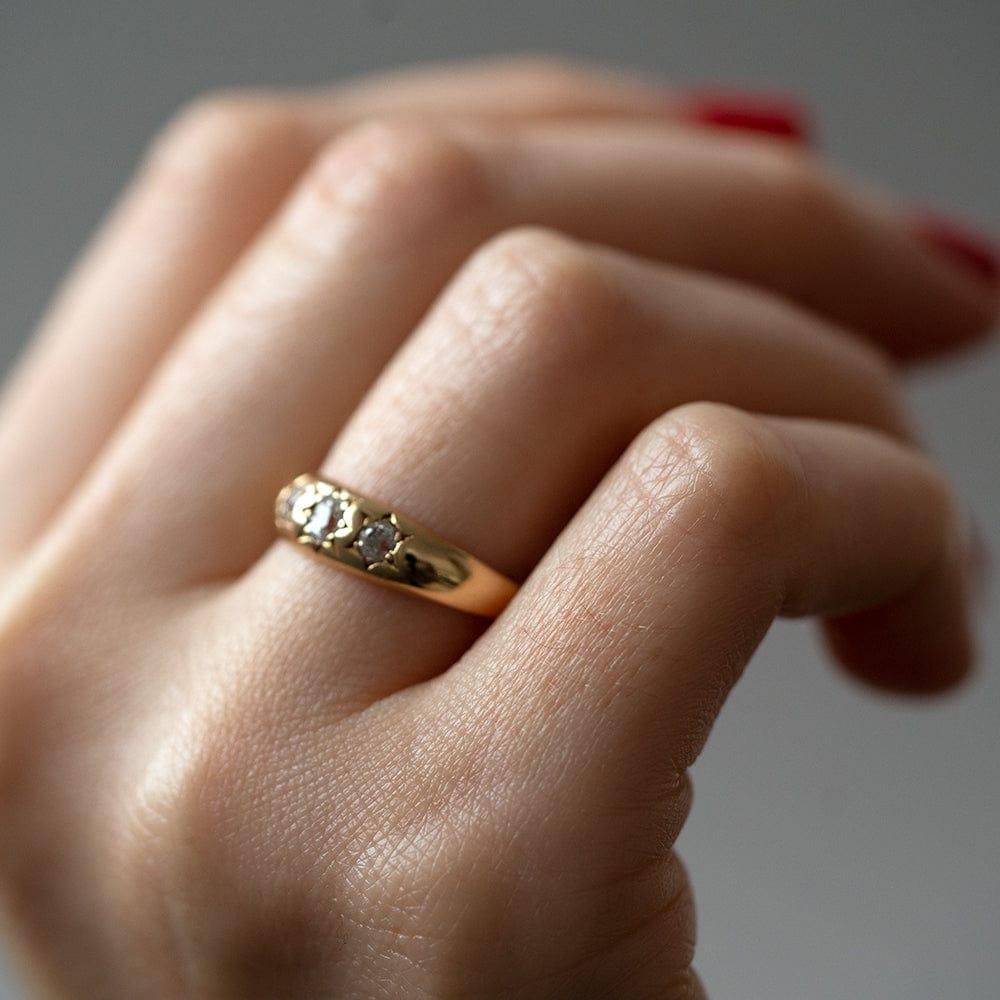 Antiker viktorianischer Diamant-Sterngypsy-Ring aus 18 Karat Gold (Viktorianisch)