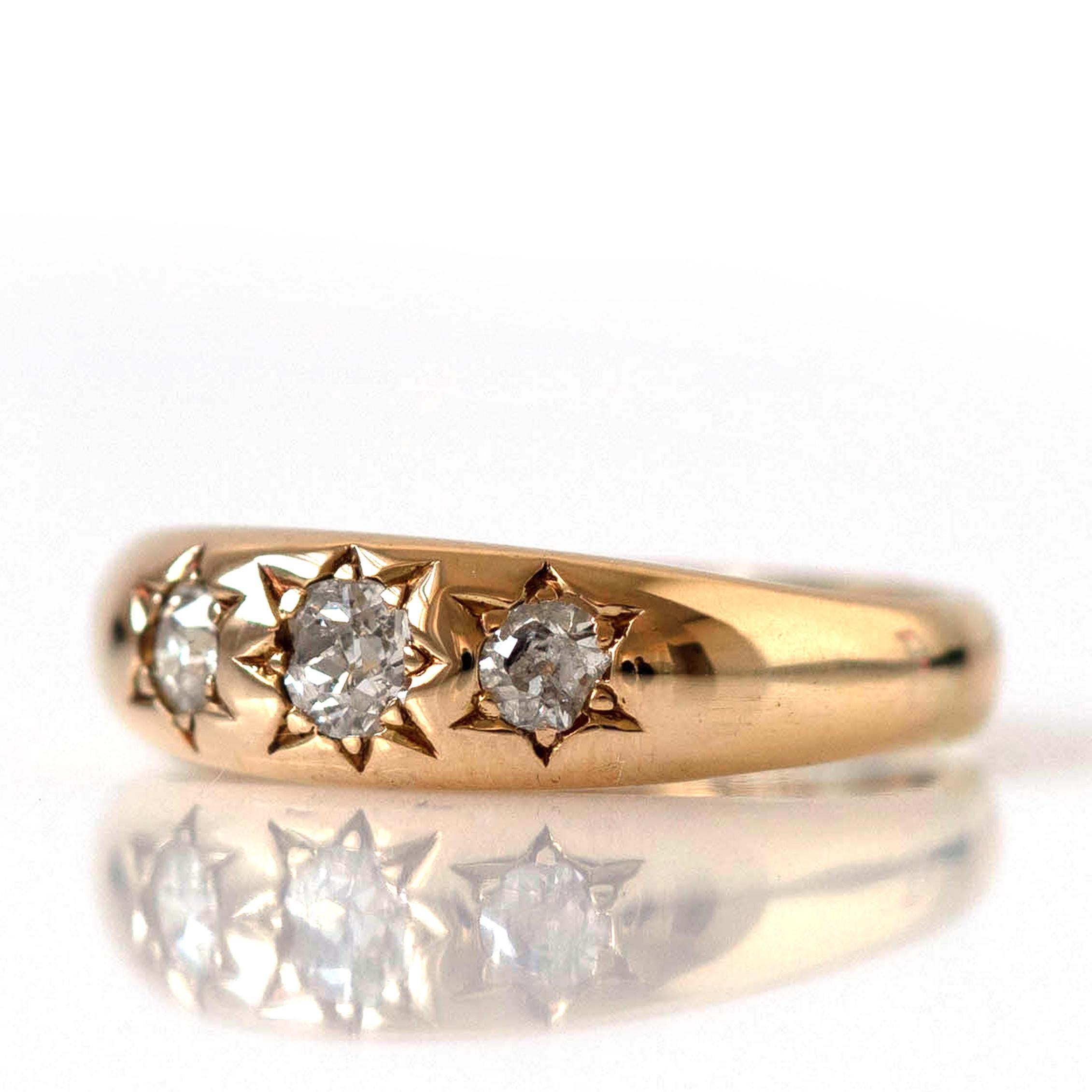Antiker viktorianischer Diamant-Sterngypsy-Ring aus 18 Karat Gold (Alteuropäischer Brillantschliff)