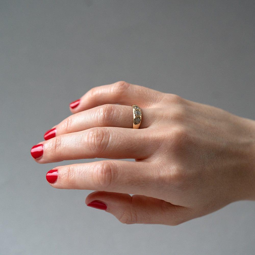 Antiker viktorianischer Diamant-Sterngypsy-Ring aus 18 Karat Gold 1