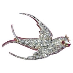 Antique Victorian Diamond Swallow Brooch, circa 1880–1900