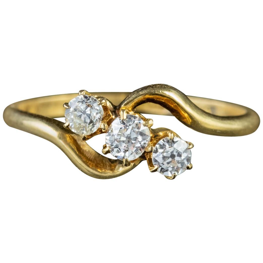 Antique Victorian Diamond Trilogy 18 Carat Gold, circa 1900 Ring For Sale