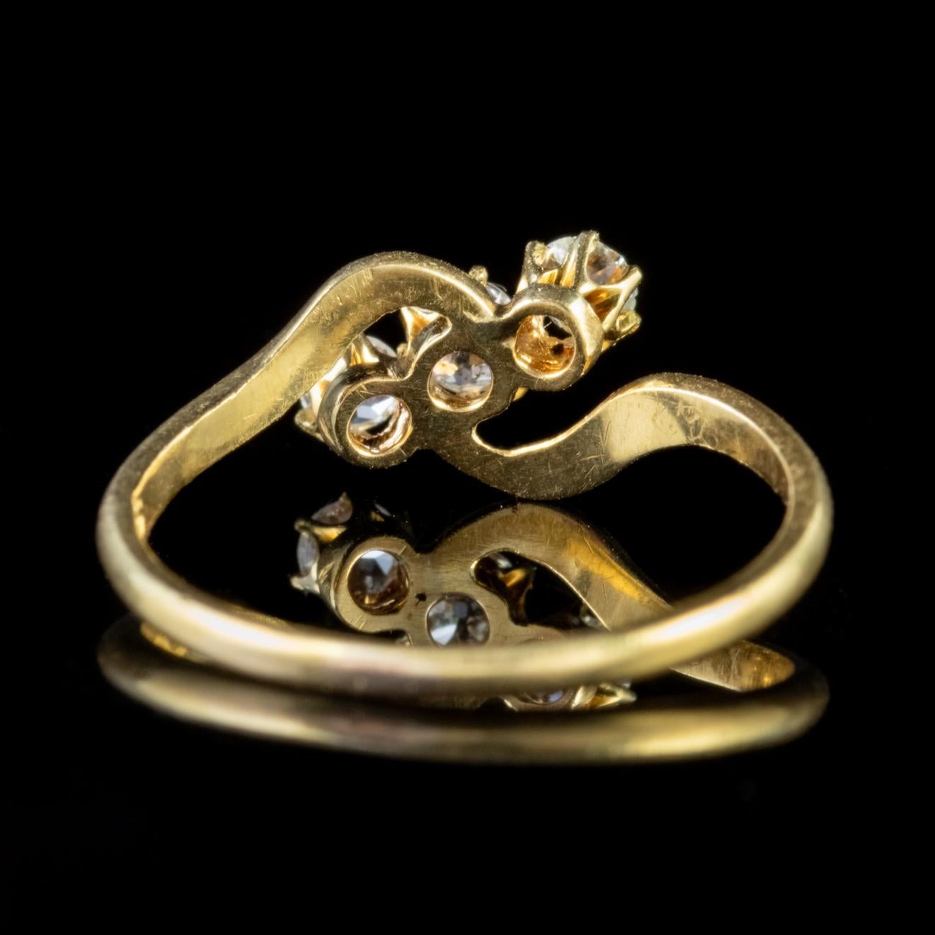 Antique Victorian Diamond Trilogy 18 Carat Gold, circa 1900 Ring For Sale 1