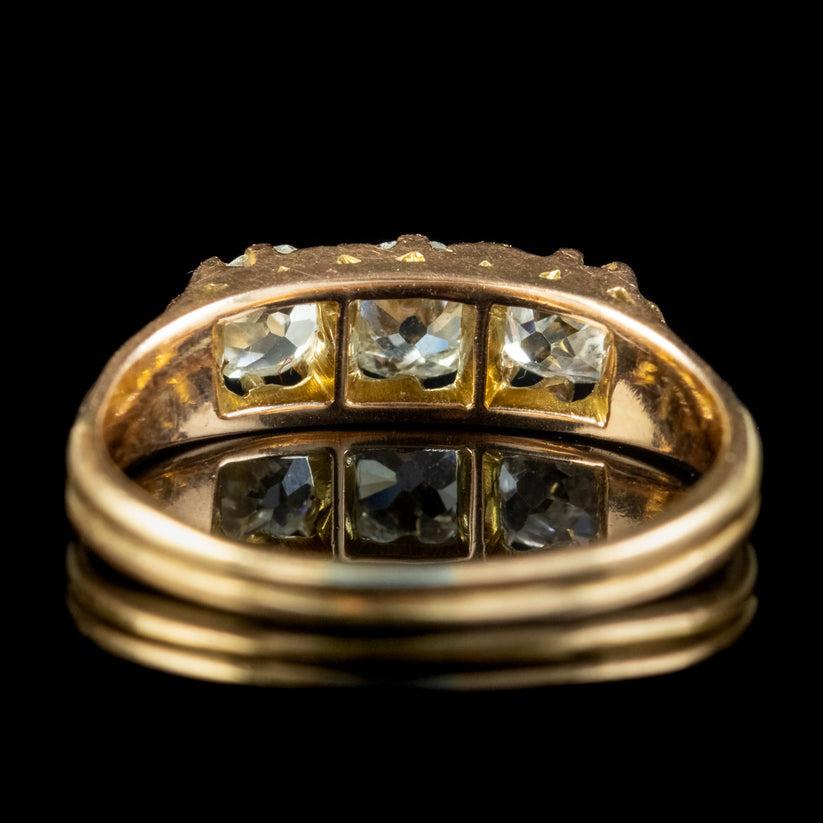 Antiker viktorianischer Diamant-Trilogie-Ring aus 0,70 Karat Diamant, um 1880 im Zustand „Gut“ im Angebot in Kendal, GB