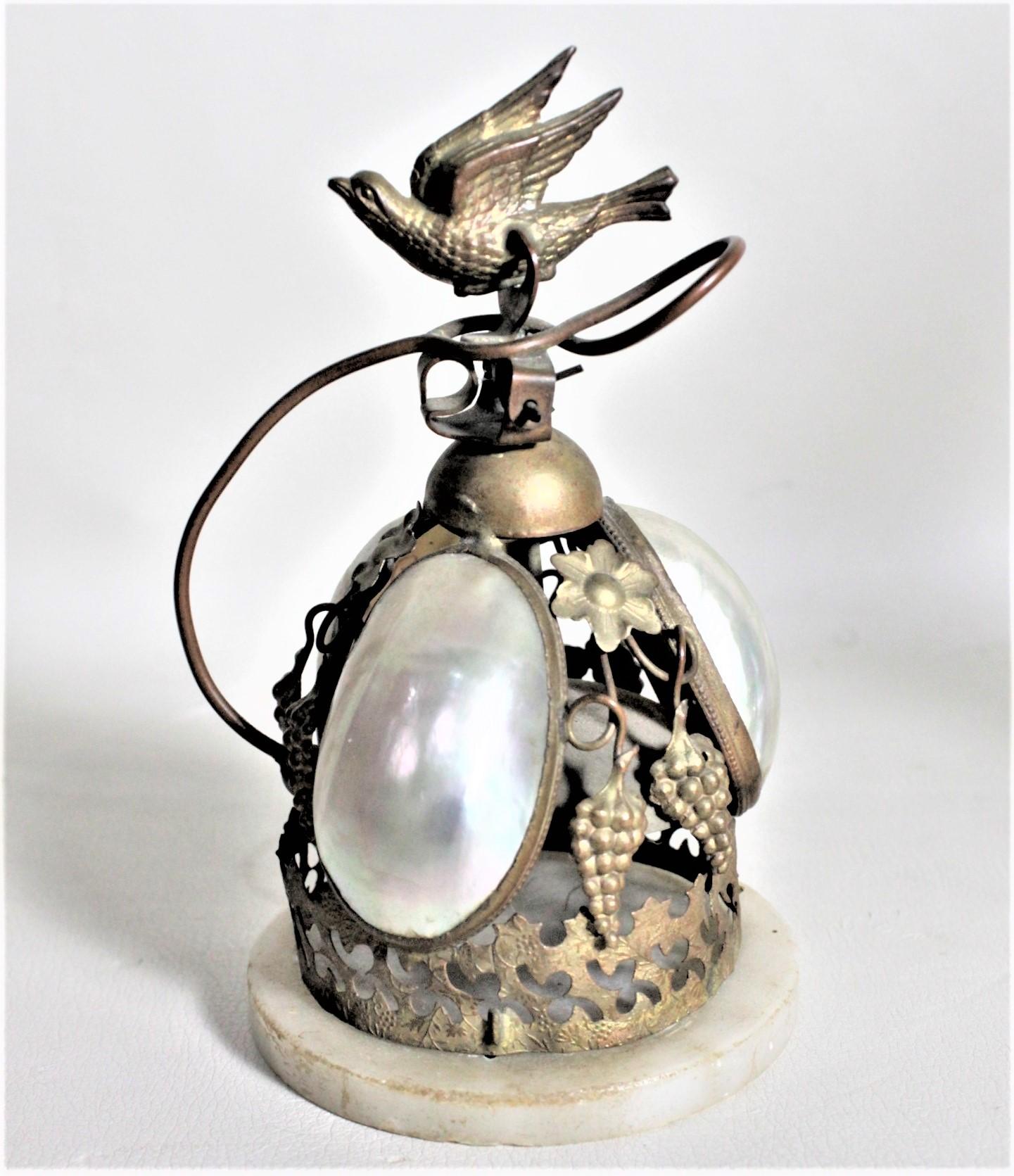 English Antique Victorian Dinner Bell with a Figural Bird Handle and Set Shells For Sale