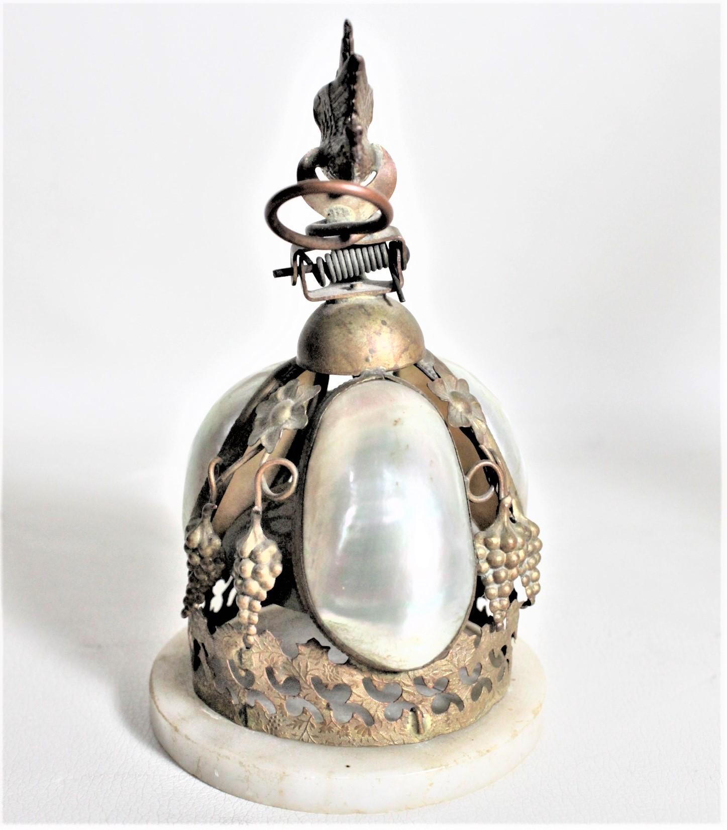 English Antique Victorian Dinner Bell with a Figural Bird Handle and Set Shells