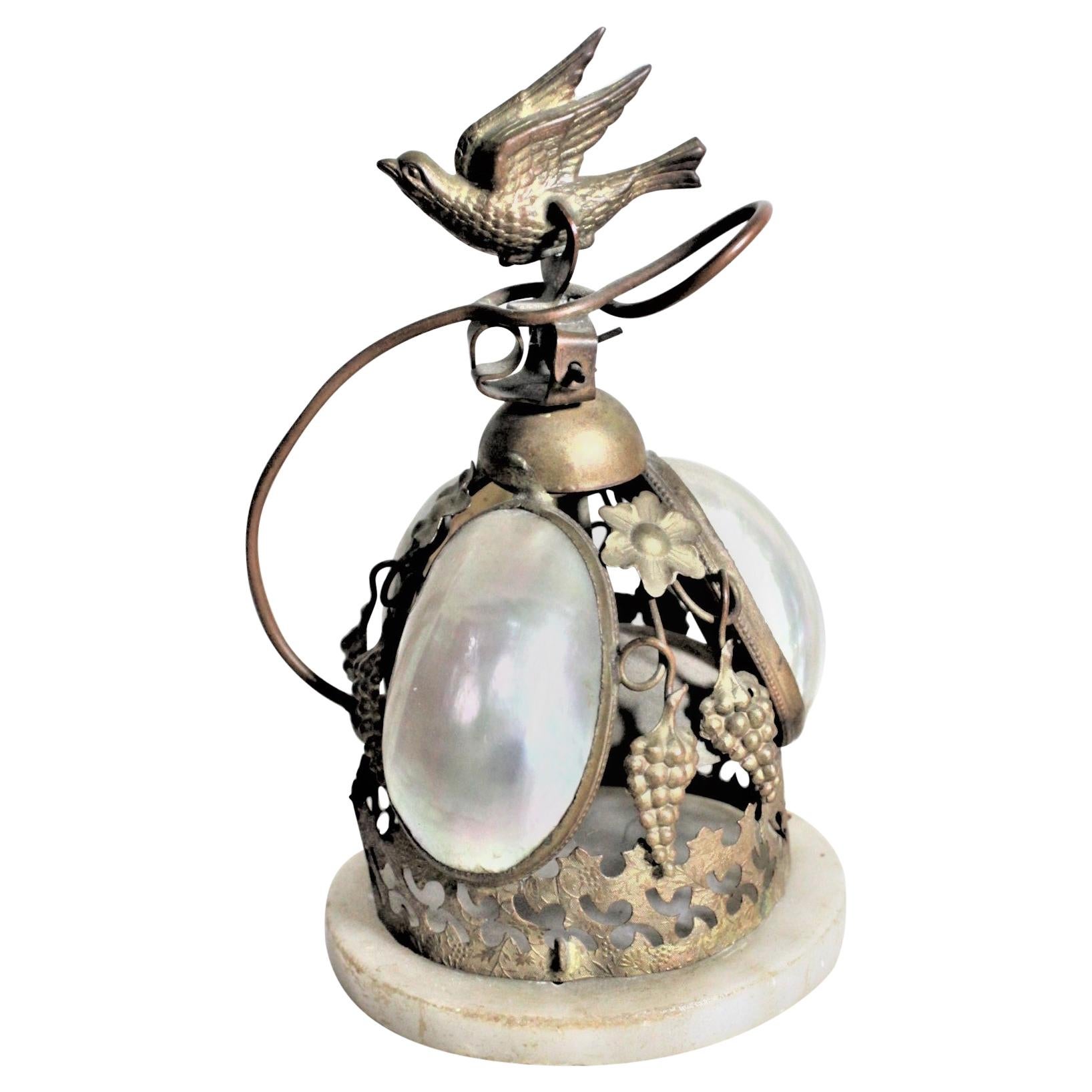 Antique Victorian Dinner Bell with a Figural Bird Handle and Set Shells For Sale