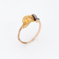 Antique Victorian Dog Conversion Ring 14k Yellow Gold Hound Animal Jewelry