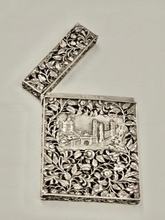 Antique Victorian Double Castle Top Card Case Birmingham 1839 Joseph Willmore