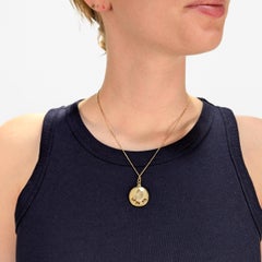 Antique Victorian Double Side 14K Gold & Butterfly Wing Charm / Pendant