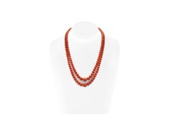 Antique Victorian Double Strand Coral Beads Necklace