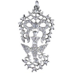 Antique Victorian Dove Pendant Silver Paste, circa 1860 Antique Victorian Dove Pendant Silver Paste, circa 1860