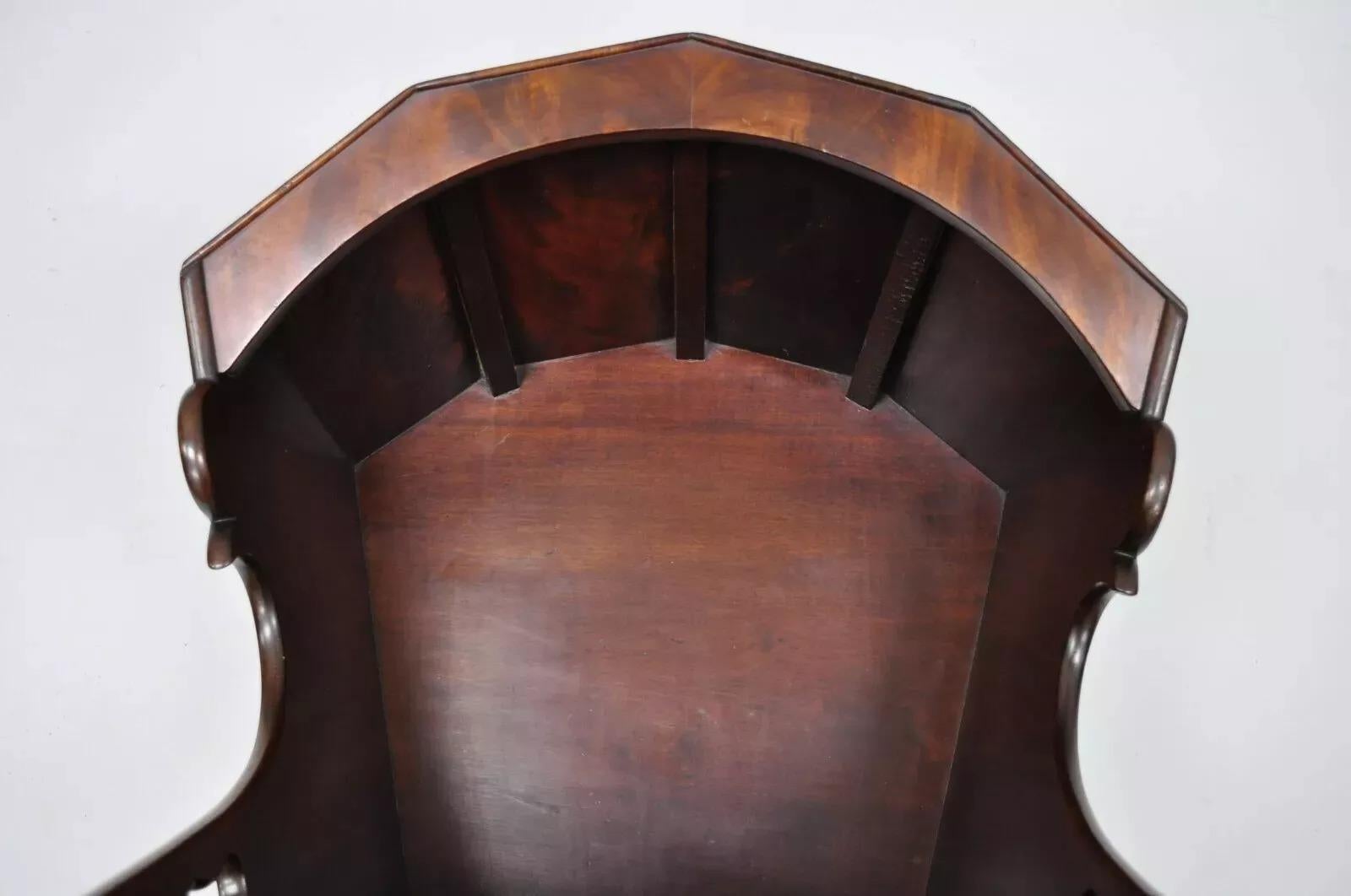 Antique Victorian Dovetailed Crotch Mahogany Wooden Hooded Baby Cradle For Sale 5