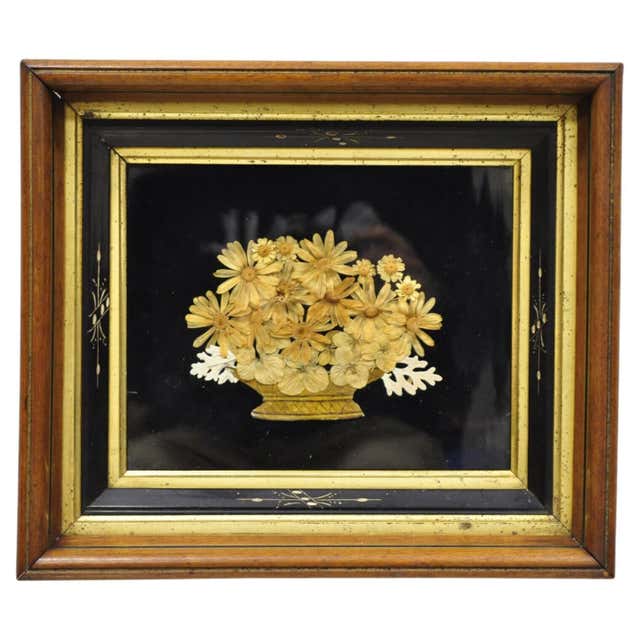 Mourning Shadow Box Victorian Oval Mahogany Shadow Box Frame Felt Cotton Flower Mourning ...