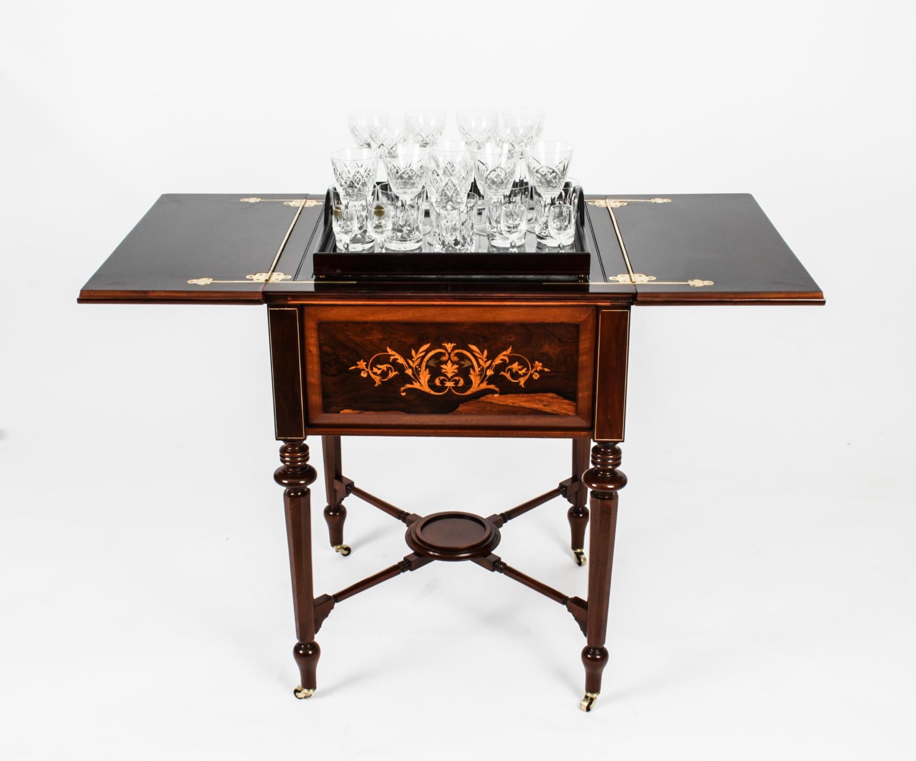 English Antique Victorian Drinks Cabinet Surprise Bar Dry Bar & Glassware 19th C