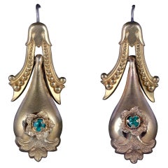 Antique Victorian Drop Earrings 18 Carat Gold Pinchbeck, circa 1870