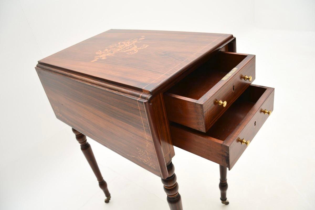 Table d'appoint victorienne ancienne à abattant en vente 2
