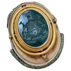 Antique Victorian Dum Spero Vivo Bloodstone Intaglio Pendant Brooch Dumaresq Coa
