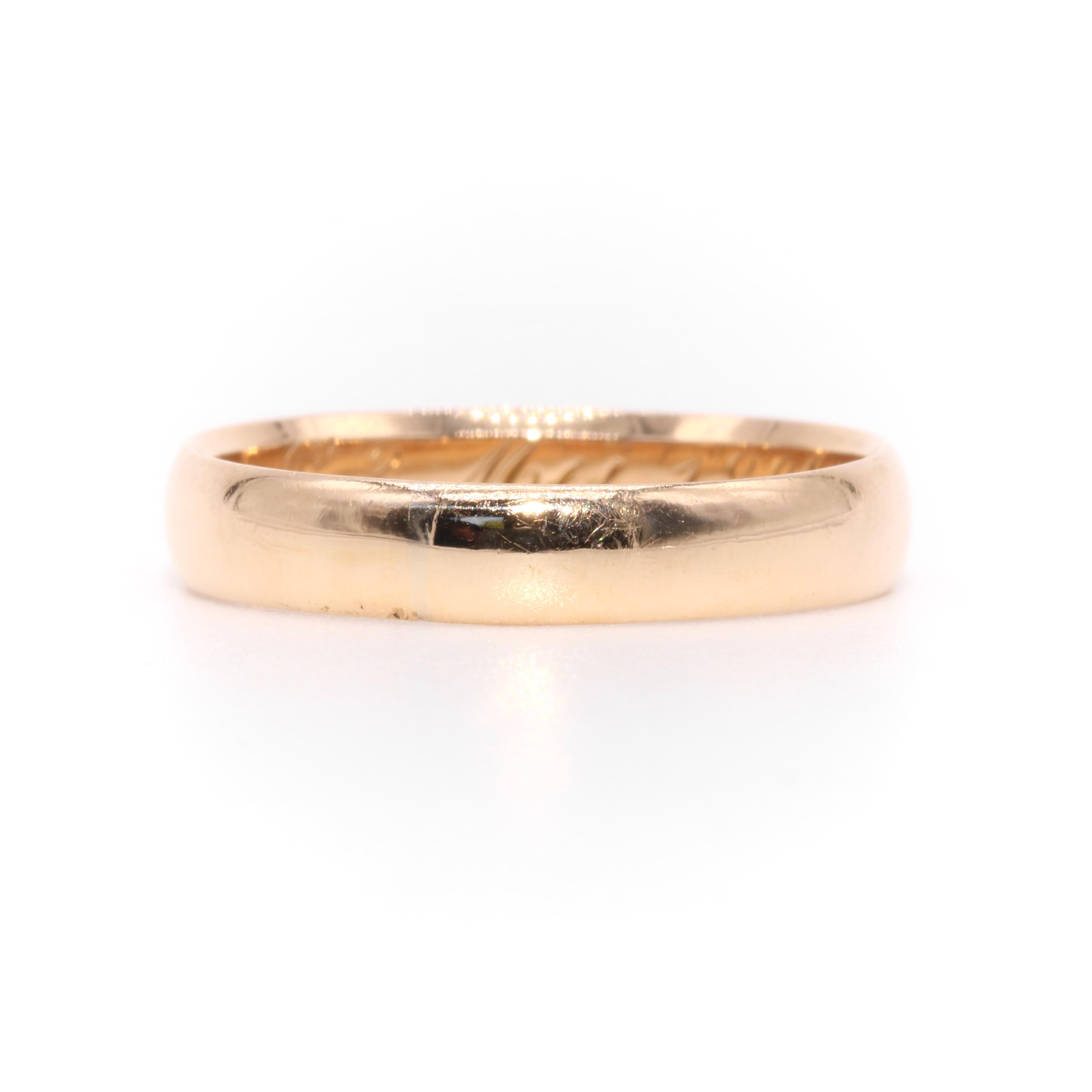 Antique Victorian Dutch 14K Yellow Gold Wedding Band with Personal Inscription For Sale 2