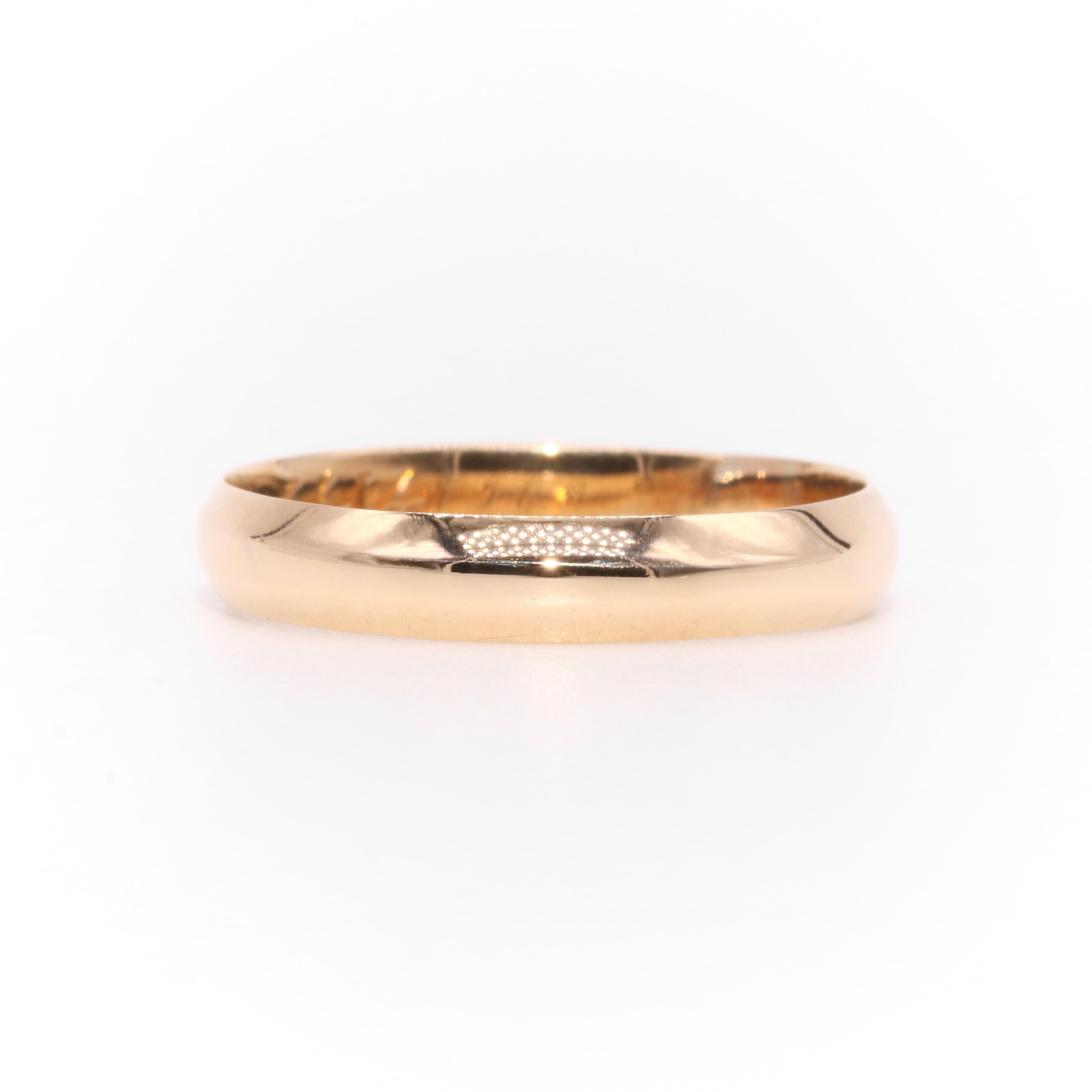 Antique Victorian Dutch 14K Yellow Gold Wedding Band with Personal Inscription For Sale 2