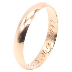 Antique Victorian Dutch 14K Yellow Gold Wedding Band with Personal Inscription