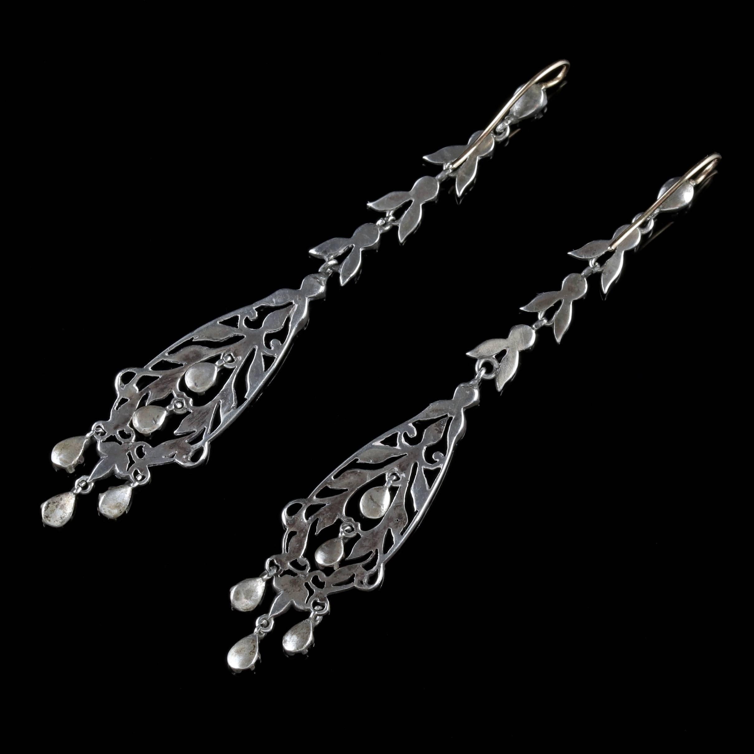 Antique Victorian Earrings Silver Chandelier Drop Earrings, circa 1900 In Excellent Condition In Lancaster, Lancashire