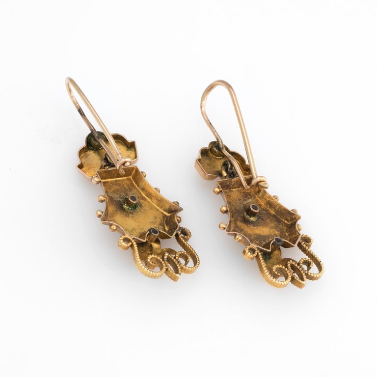 Antique Victorian Earrings Turquoise 10 Karat Gold Vintage Fine Jewelry