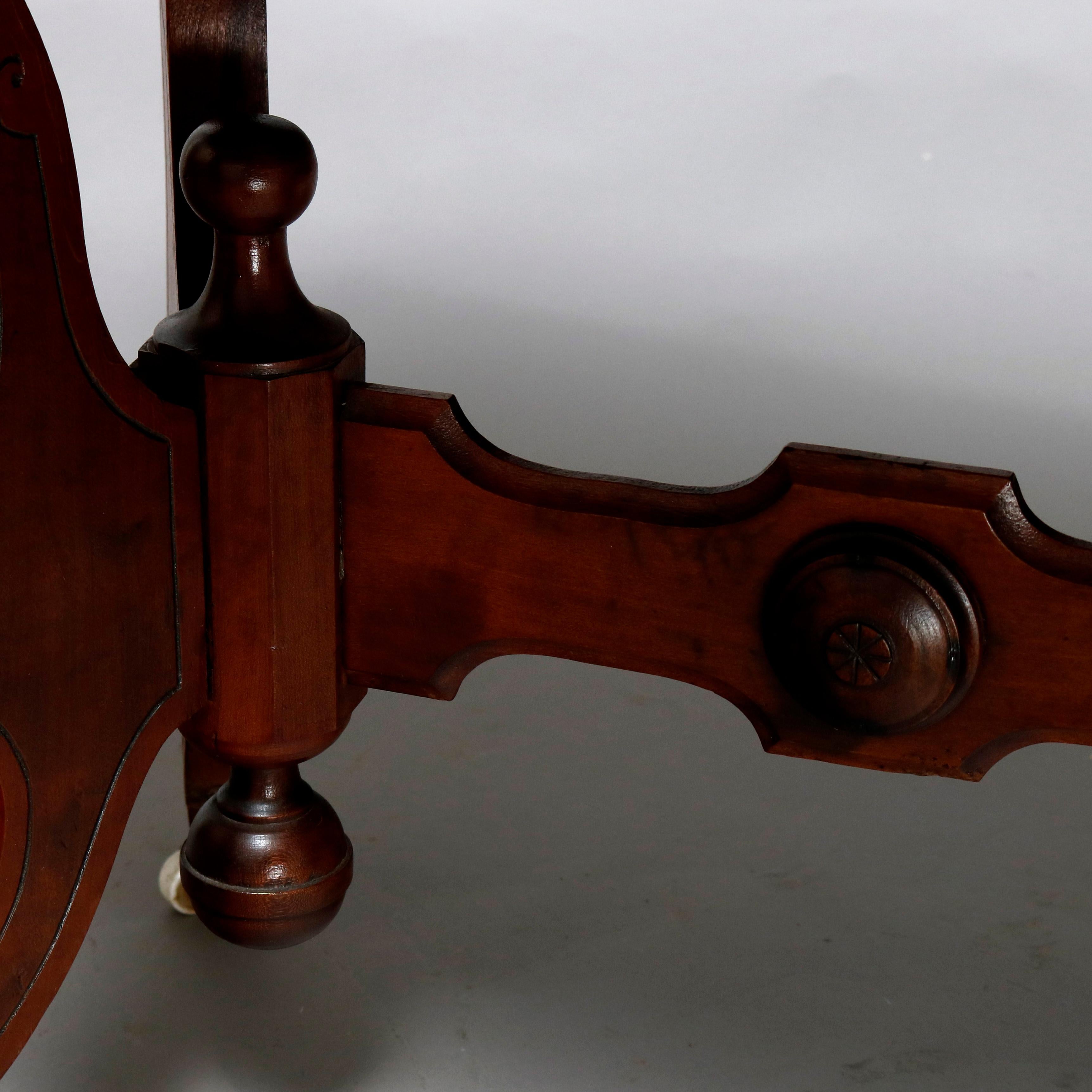 Antique Victorian Eastlake Carved Walnut & Beveled Marble Side Table, circa 1880 3
