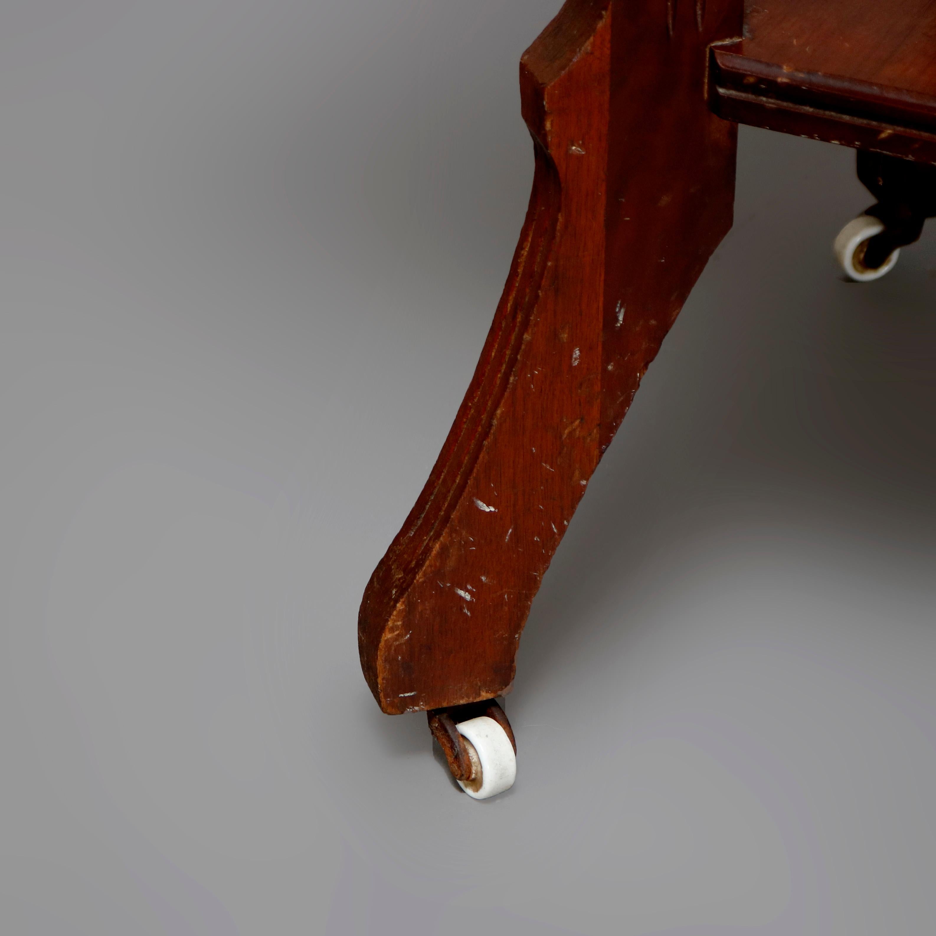 19th Century Antique Victorian Eastlake Carved Walnut & Beveled Marble Side Table, circa 1880